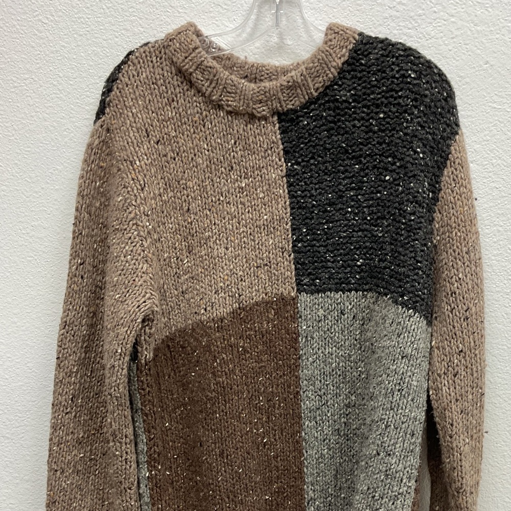 Vintage Carraigdonn Irish Wool Sweater - Men's Large, Color Block Box Pattern